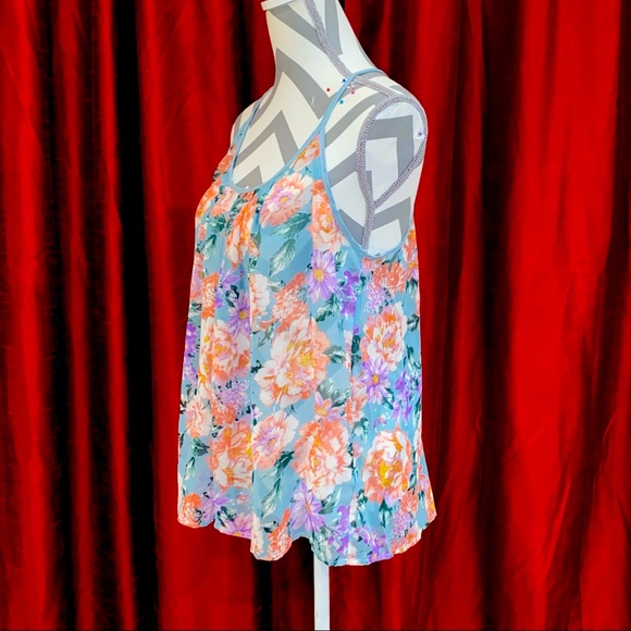 Sheer Floral Razorback Top - Picture 2 of 4